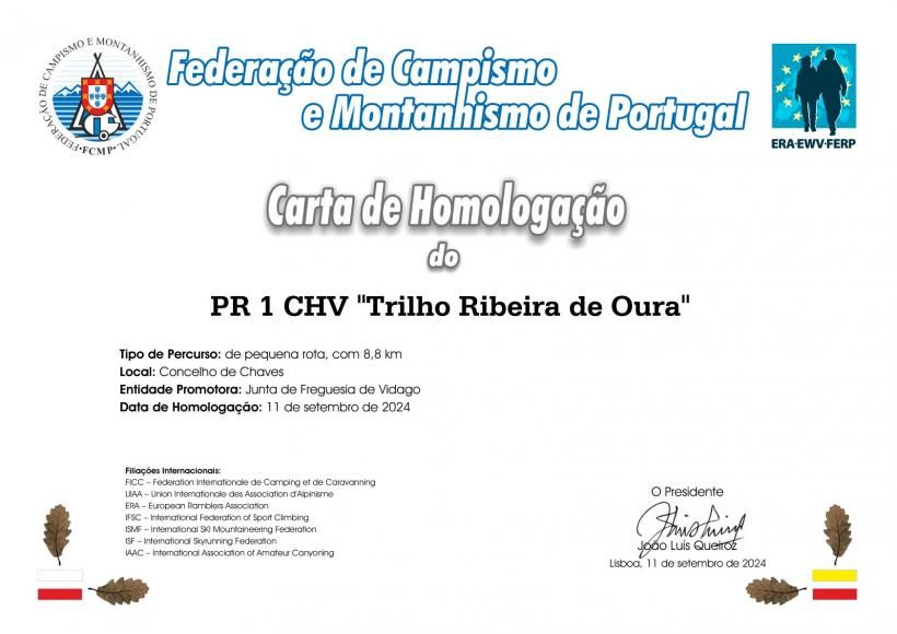 Cartas de Homologação - Chaves PR1